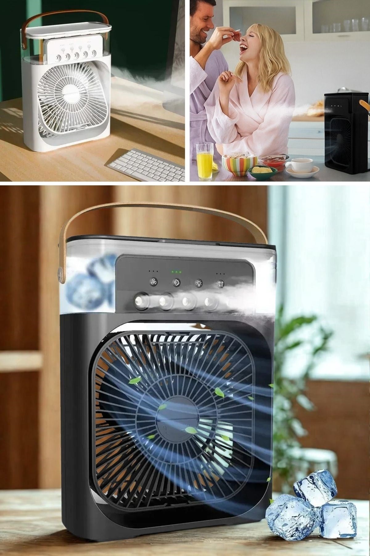 Taşınabilir 3 Farklı Mod Ayarlı 7 Farklı Led Işıklı Sulu Soğutmalı Taşınabilir Masaüstü USB Fan Vantilatör