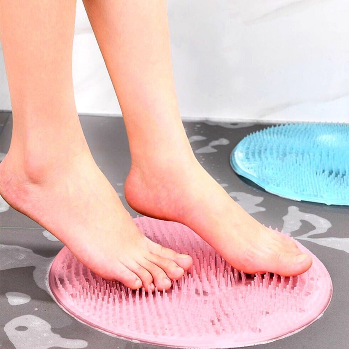 Silikon Fırçalı Banyo Masaj Matı ve Ayaklar için Topuk Masaj Paspası