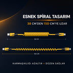 4'ü 1 Arada Esnek Spiral Hızlı Şarj Kablosu, Araç İçi Yaylı Kablo, Type-C ve Lightning Uyumlu Çoklu Şarj Kablosu