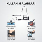 5 Metre Yılan Kamera - LED Işıklı - IP67 Su Geçirmez - 3 Farklı Başlıklı — görsel 3