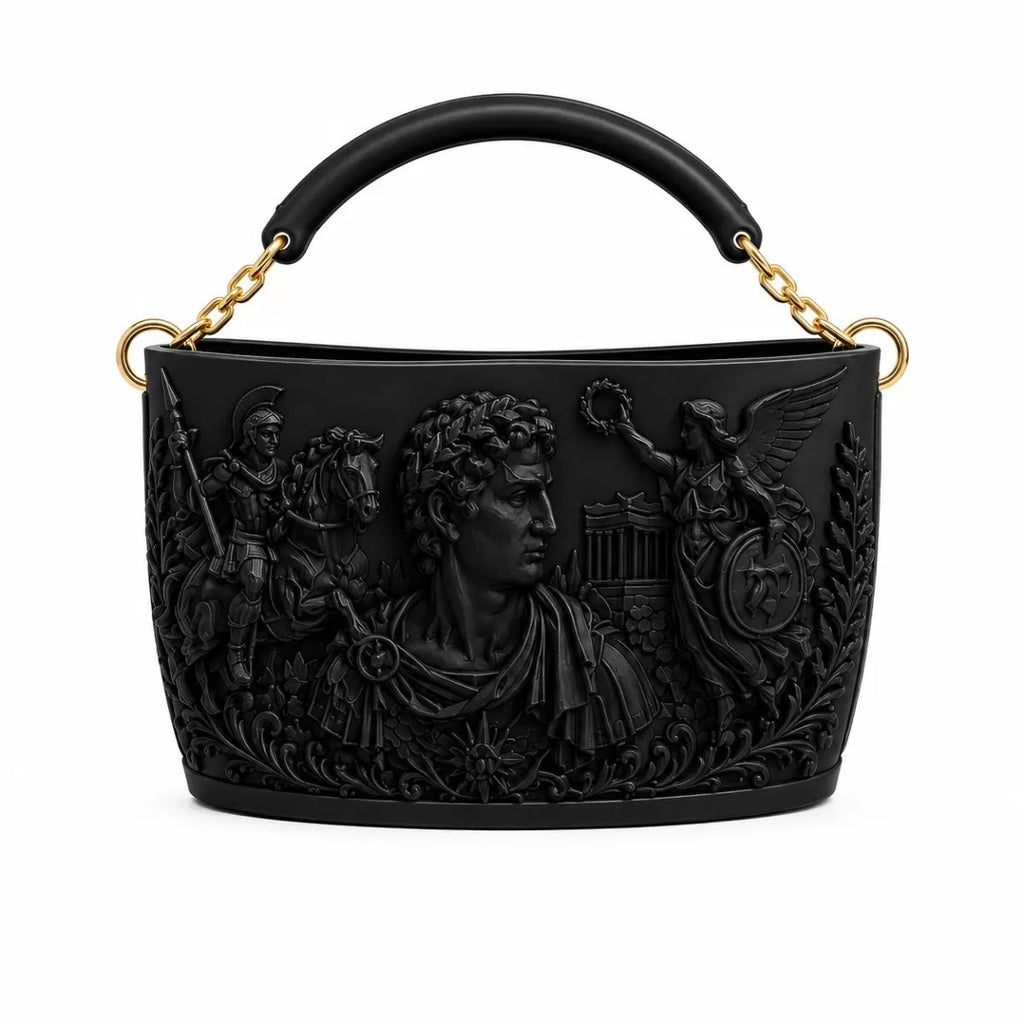 Athena Noir Antik Dönem 3d Tasarım Omuz Çantası Siyah
