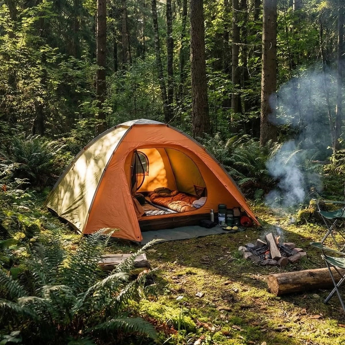 BUFFER 4 Kişilik Yarı Otomatik Kamp Çadırı – Suya Dayanıklı, Hızlı Kurulumlu Outdoor Aile Çadırı, Doğa, Kamp ve Piknik 200x200x135 cm
