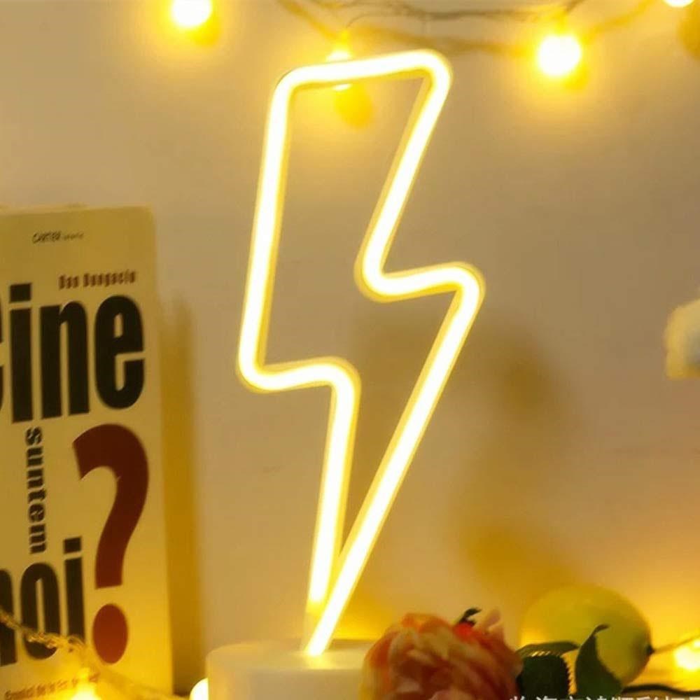 Dekoratif Şimşek Şeklinde Pilli Neon Led Lamba Süs Masa Lambası