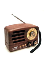Küçük Boy Retro, Nostaljik, Ahşap Tasarım Bluetooth Hoparlörlü, Şarjlı, Taşınabilir Büyük Döndürülebilen Düğmeli FM/AM Destekli Radyo NS3380