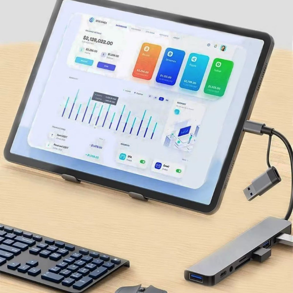 8 in 1 Usb Çevirici Notebook Macbook Type-C Uyumlu Çoklayıcı Görüntü Aktarıcı Hub