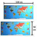 Renkli Atlas Dünya Haritası Manyetik Yapıştırıcı Gerektirmeyen Duvar Stickerı 118 CM * 56 CM