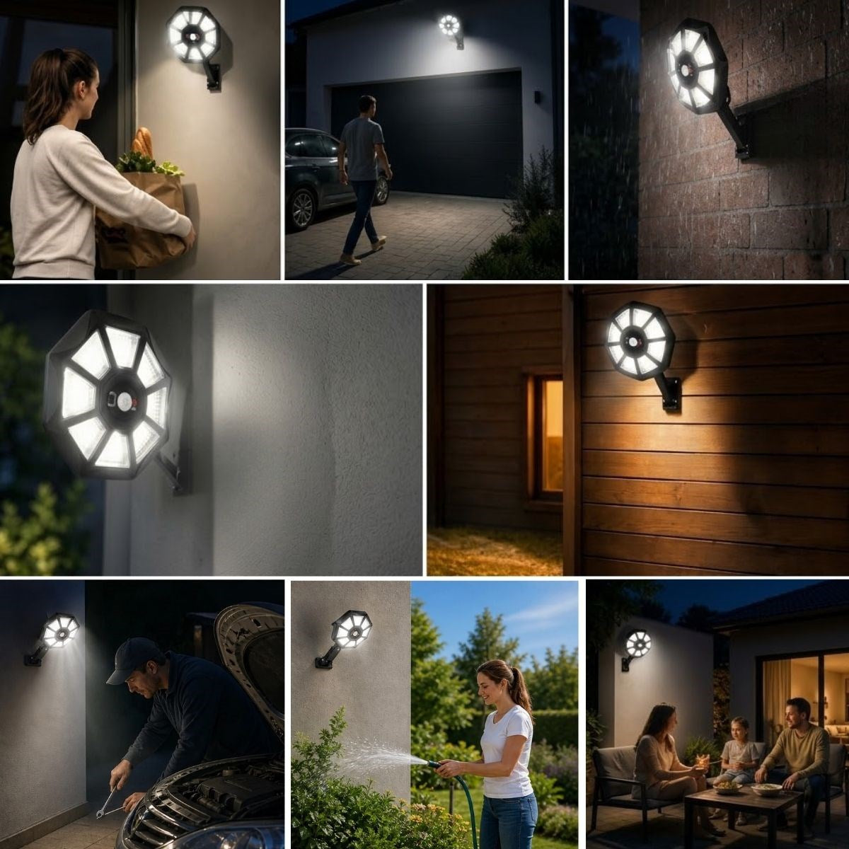 BUFFER 168B Solar LED Büyük Dış Mekân Lambası, Hareket Sensörlü, Kumandalı, 3 Modlu Ultra Parlak COB Işık, Su Geçirmez Kablosuz Duvar Apliği