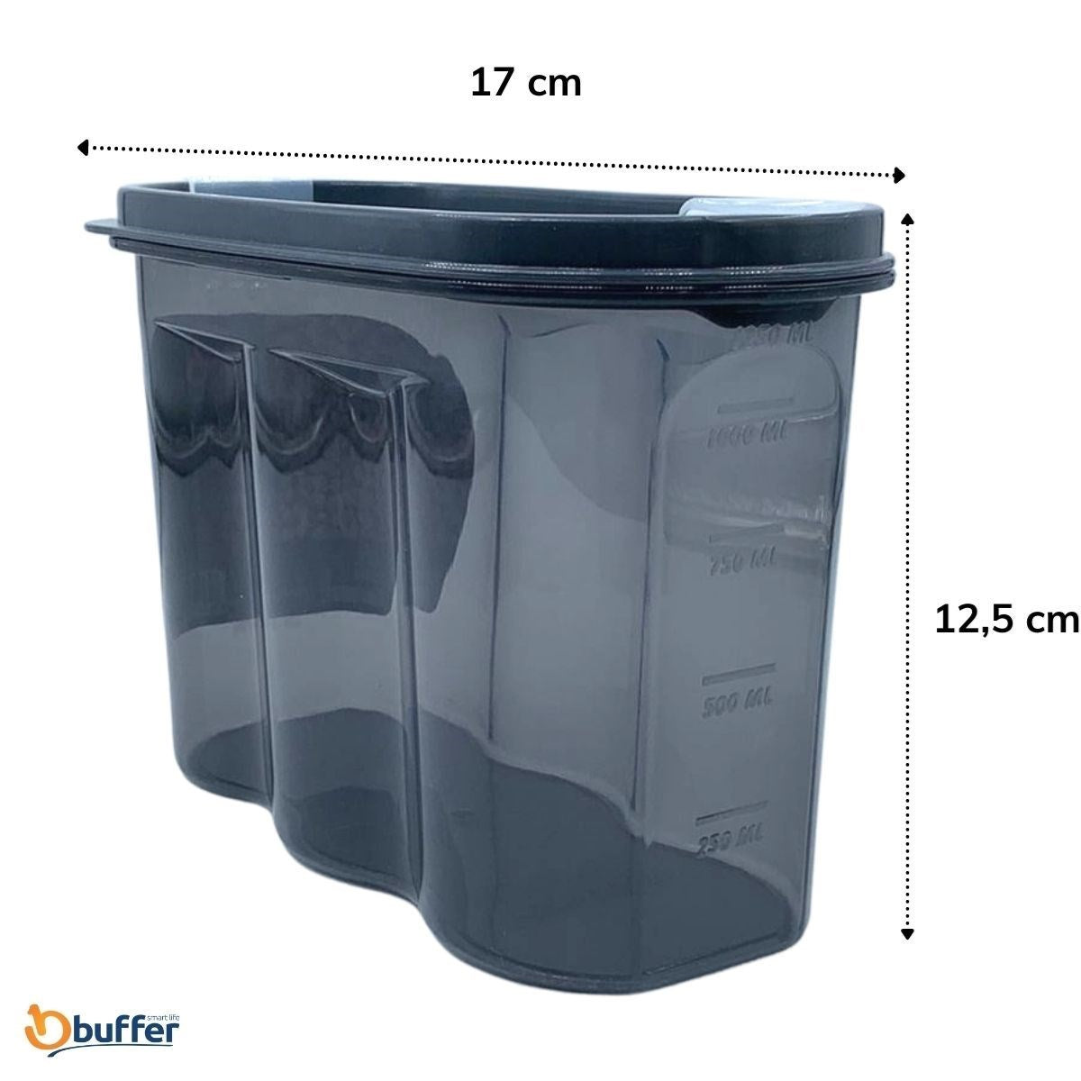 BUFFER 2 Kapaklı Ölçekli Erzak Saklama Kabı - 1,2 Litre - SA930