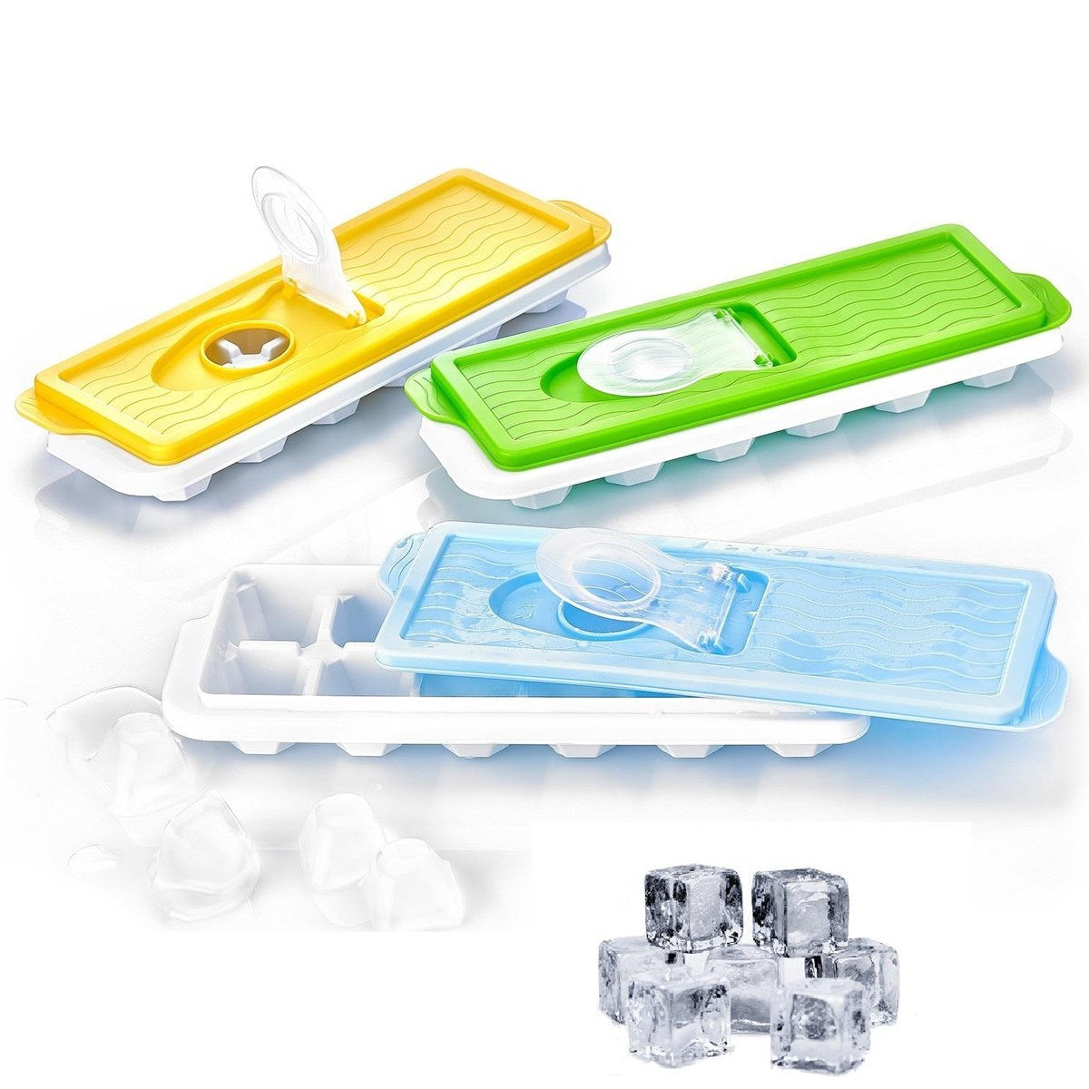 BUFFER 12li Kapaklı Yapışmaz Silikon Tabanlı Plastik Küp Buz Kalıbı