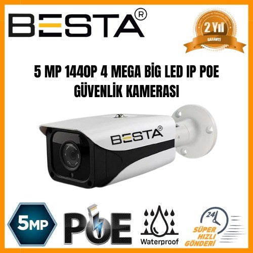 5 MP 1440P 10 Dış Mekan Kameralı IP POE Güvenlik Seti