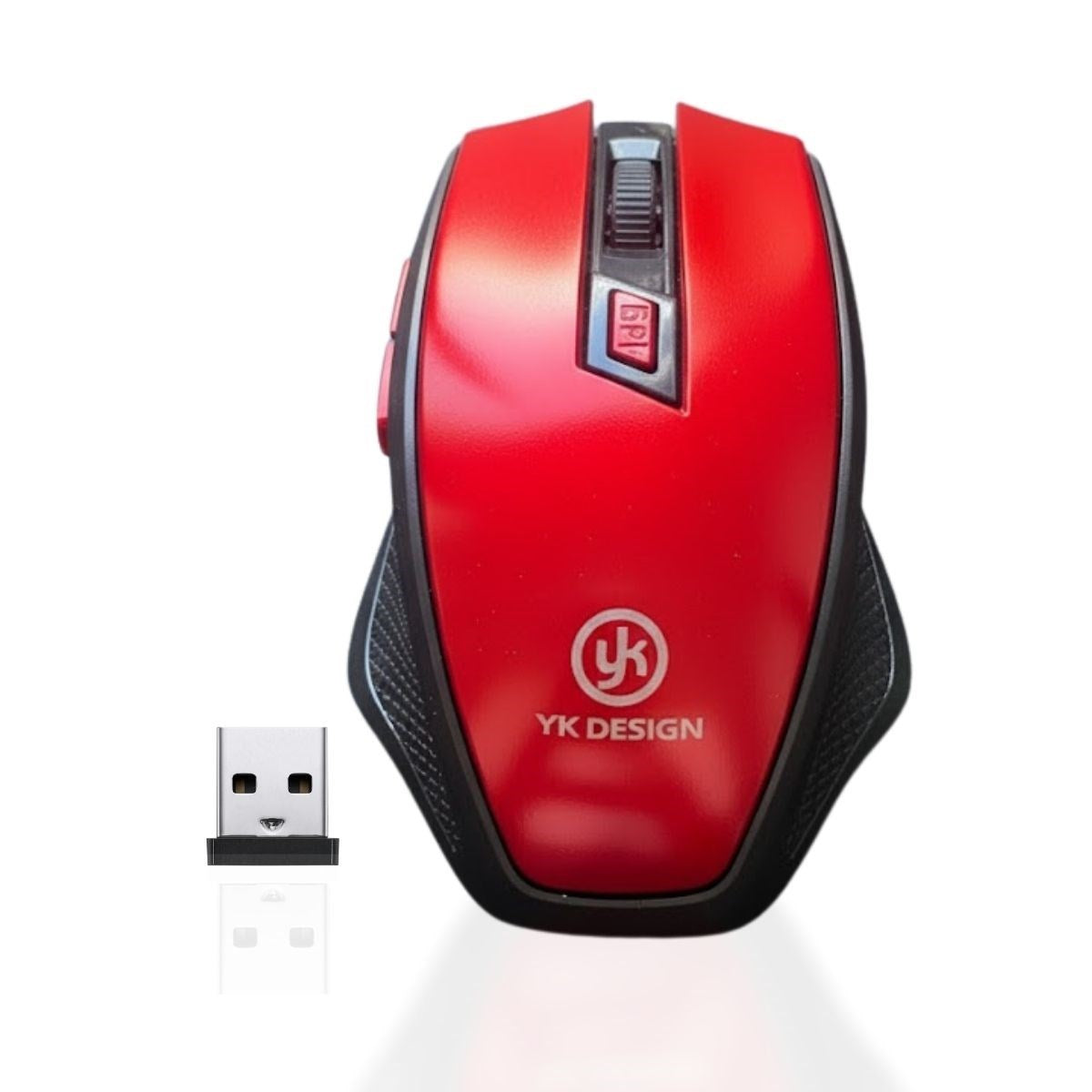 BUFFER Kırmızı Renkli Baş Parmak Destekli Ergonomik Sessiz Kablosuz Mouse – USB Alıcılı, Ofis ve Oyun İçin Konforlu Bilgisayar Faresi MS6300