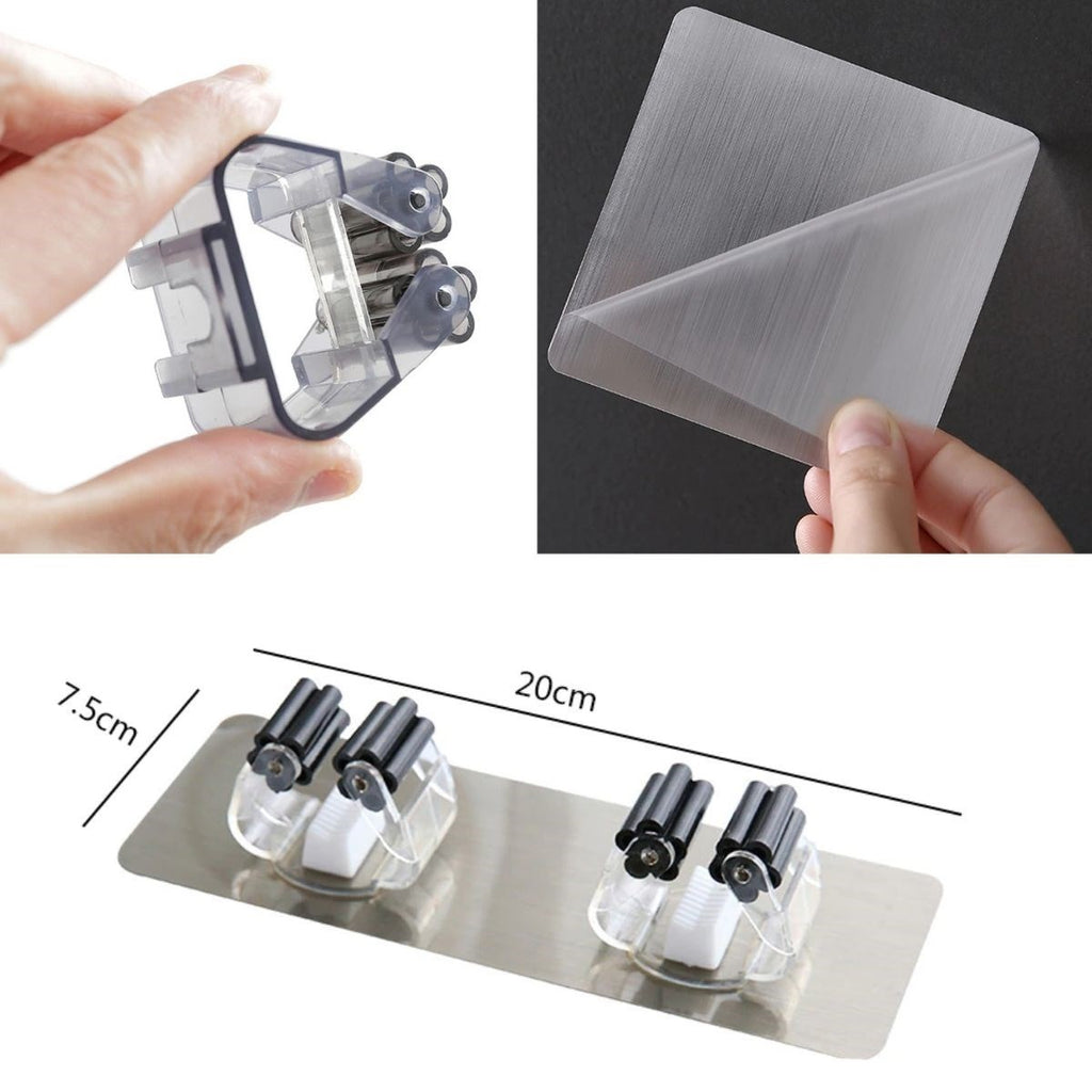 BUFFER Pratik Organizer 4lü Yapışkanlı Fırça Paspas Mop Fırça Sabitleyici Ergonomik Alet Aparatı