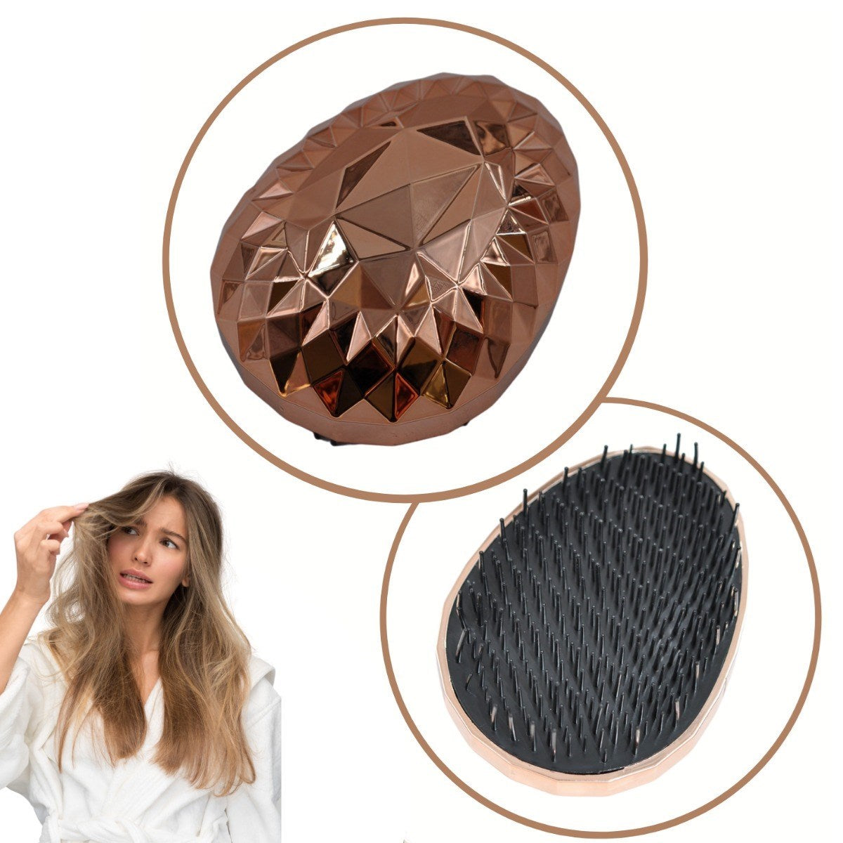 BUFFER Rose Gold Saç Düzleştirici Tarak Geniş AralıklıHer Saç Tipine Uygun Fırçalı Saç Düzleştiric