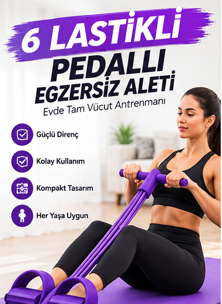 6 lastikli pedallı egzersiz aleti kullanım görseli