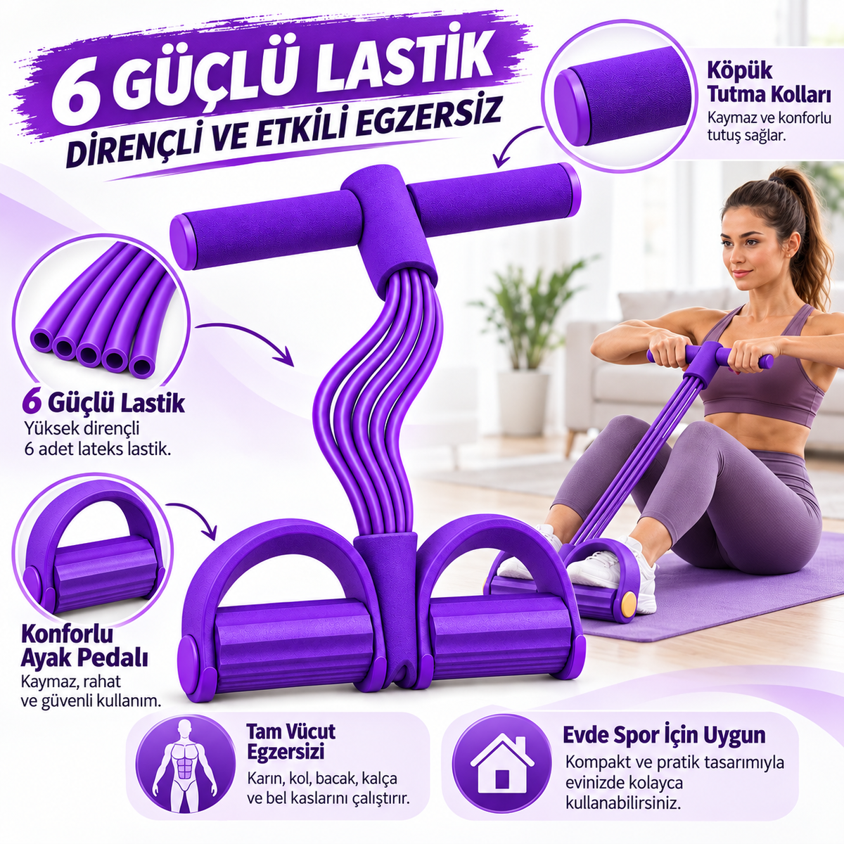 6 lastikli pedallı egzersiz aleti özellikleri