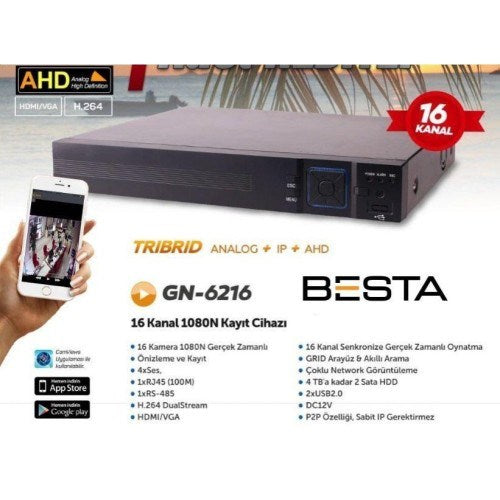 AHD DVR 16 Kanal Kamera Kayıt Cihazı KD-6216HS