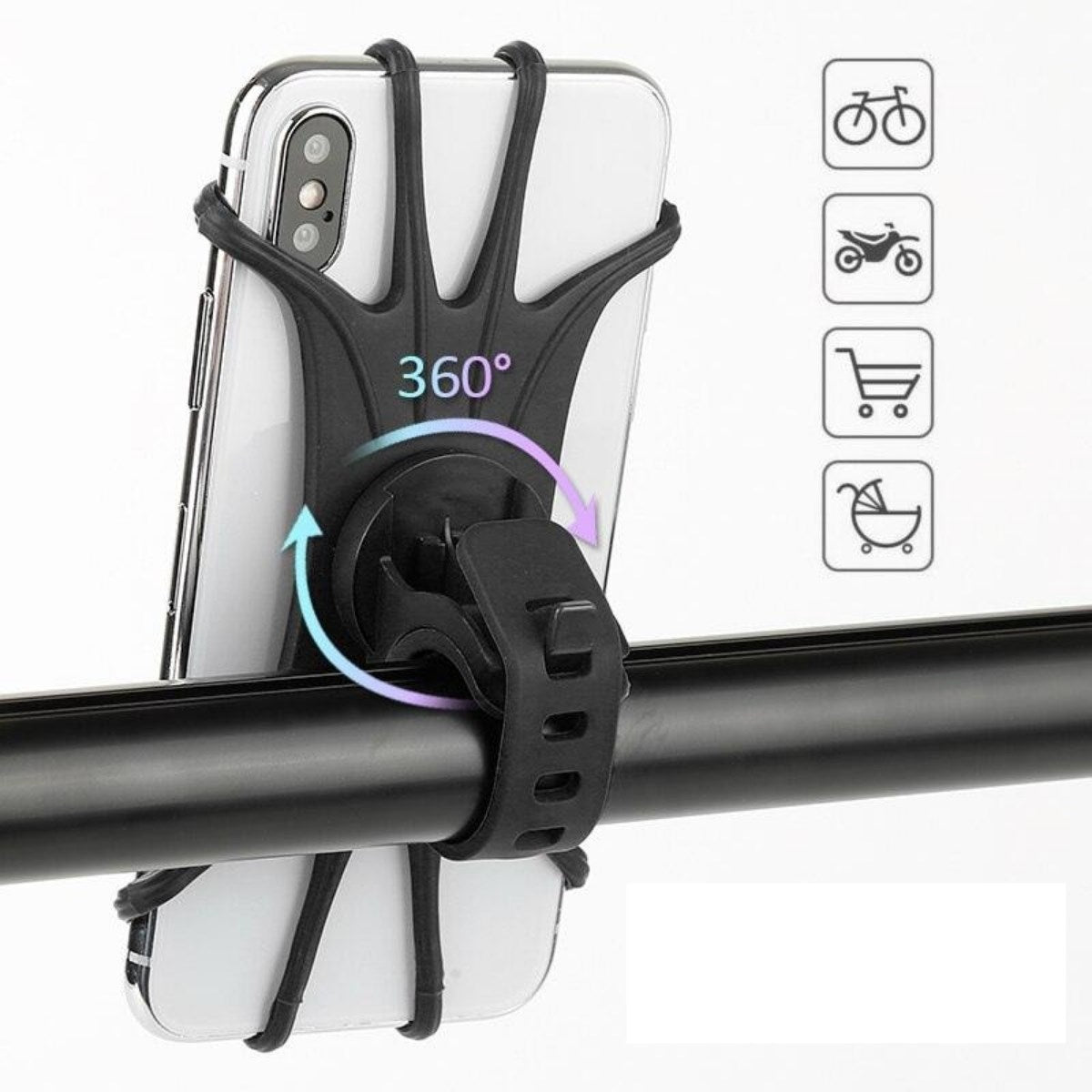 BUFFER Universal Bisiklet Motosiklet Çocuk Arabası Silikon 360 Derece Telefon Tutucu Tüm Modellerle