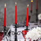 Kırmızı Renkli Konik Şamdan Yemek Mumu, 7,5 Saat Yanma Süreli, 24,5 cm Uzun Mum (12 Adet)