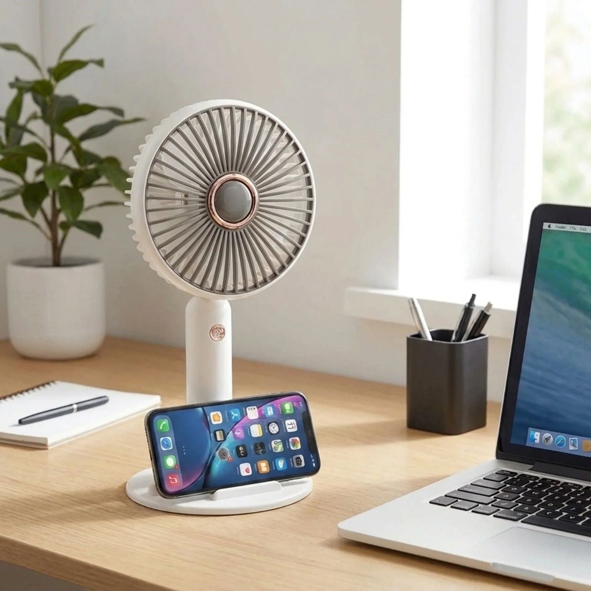 3 Kademeli Masaüstü Fan – Telefon Tutuculu Standlı Taşınabilir Mini Fan ZB161