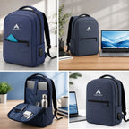 Lacivert Laptop Sırt Çantası, Bilgisayar Korumalı İç Bölmeli Notebook Çantası, Organizer Cepli ve USB Şarj Portlu