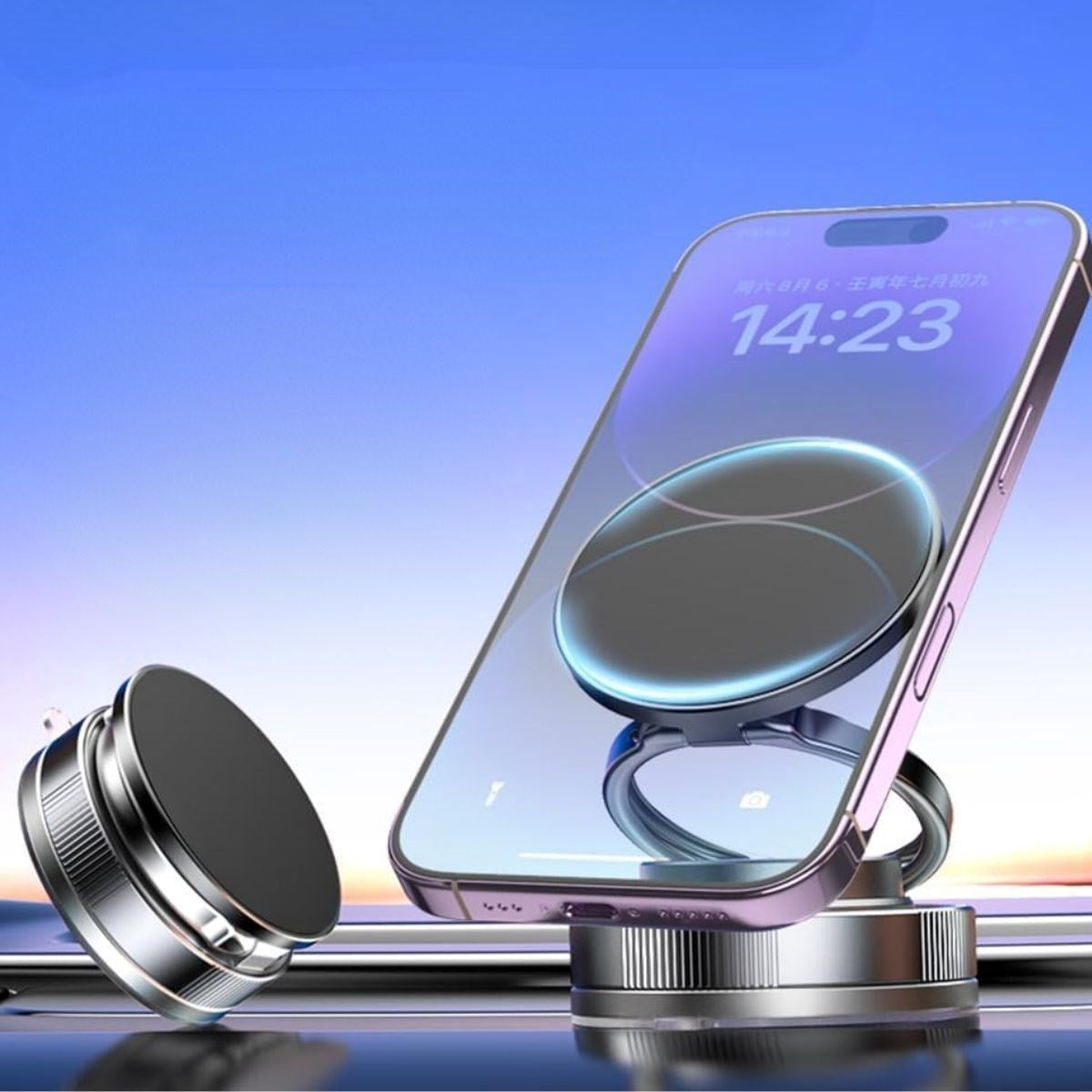 BUFFER Vakumlu Manyetik Telefon Tutucu – Güçlü Vakum 360° Döner Araç İçi Telefon Standı, Ultra Sabit Manyetik Destekli Mobil Cihaz Aparatı