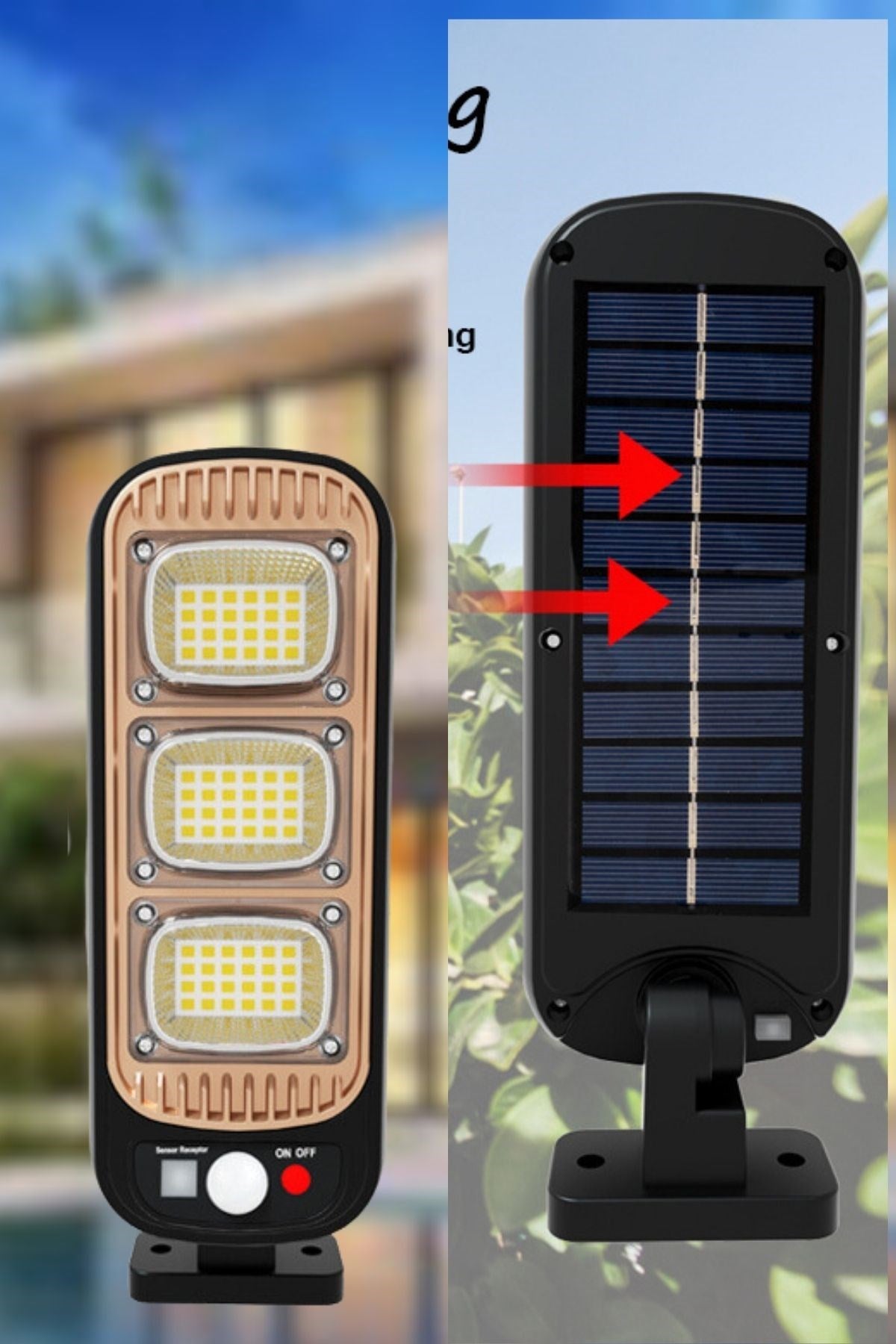 Sensörlü Güneş Enerjisi İle Şarj Olabilen Duvara Monte Solar Aydınlatma GL-84069