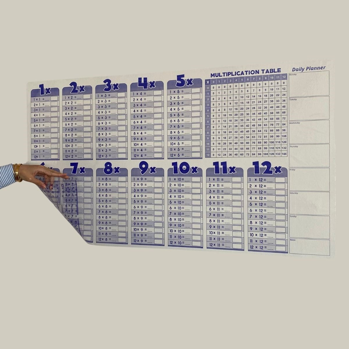 BUFFER Statik Akıllı Kağıt Ingilizce Çarpım Tablosu 100x56 Cm