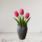 Lotus 3d Dekorati̇f Vazo 18 Cm Gri