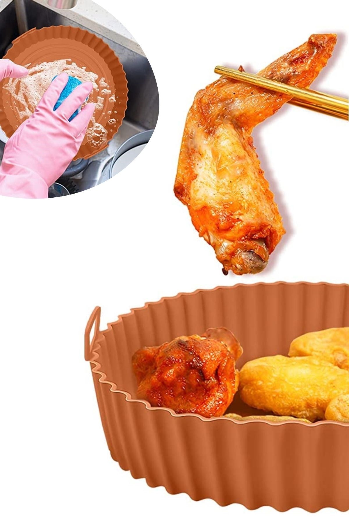 Renkli Isıya Dayanıklı Yıkanılabilir Silikon Fırın Ve Airfryer Yuvarlak Pişirme Matı 20 Cm