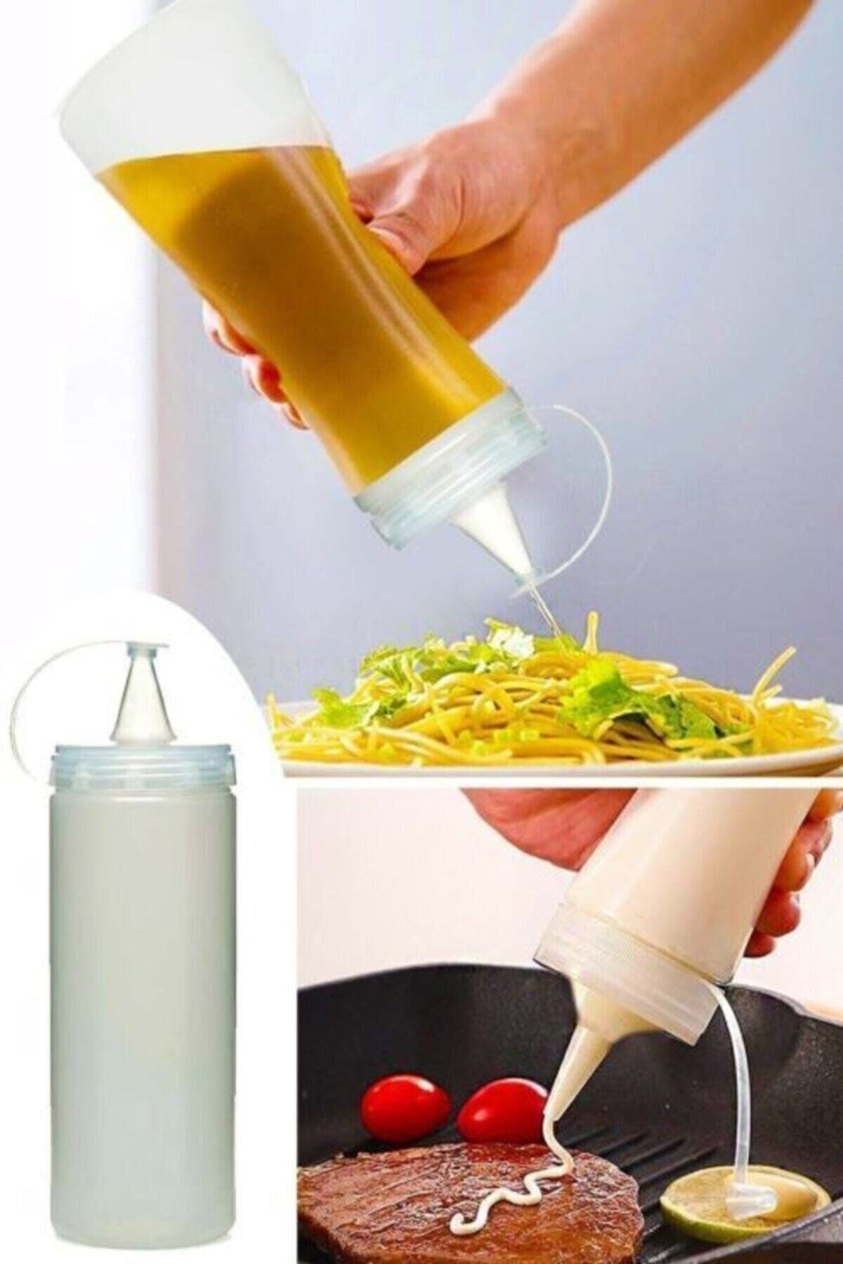 BUFFER Şeffaf Kapaklı Sızdırmaz Yağlık Sosluk Şişesi Plastik Yağdanlık 400 ml AP-9028