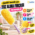 BUFFER Plastik Saplı Toz Alma Fırçası – Yıkanabilir Tüylü Temizlik Aparatı