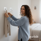 Purish | Kendinden Yapışkanlı Şeffaf Duvar Askısı | Delme Yok – İz Bırakmaz – Küçük & Dayanıklı | Banyo, Mutfak, Oturma Odası için