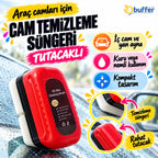 Araç Cam Buğu Önleyici Sünger – Ergonomik Tutacaklı Yan Ayna & İç Cam Yağ Filmi Temizleyici