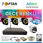 3 Dış 1 Iç 4 Kameralı Gece Renkli Wıfı Ozellikli 4 Tb HDD Dahil Güvenlik Kamera Seti