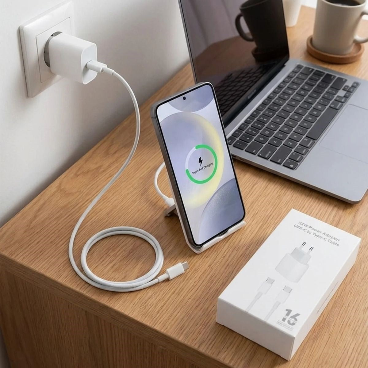 BUFFER 25W Hızlı Şarj Adaptörü USB-C to Type-C Kablolu – PD Destekli, Süper Hızlı Şarj Cihazı