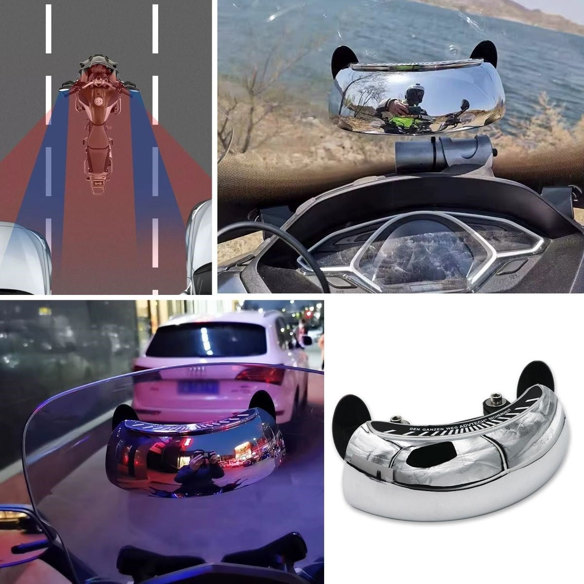 BUFFER Motosiklet İçin Islanmaya Dayanıklı Geniş Açı Görme ve Kör Nokta Aynası