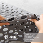 Purish | Kaymaz Banyo Paspası | Antrasit Gri | 54x54cm – Dikdörtgen Duş Matı, Küvet Paspası | Güçlü Vantuzlu, Su Tahliyeli, Yumuşak | Makinede Yıkanabilir | Kaydırmaz Zemin Matı - Herseyben.de