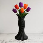 Plasti̇k İskandi̇nav Bohem Kadin Plasti̇k 3d Vazo 22 Cm Siyah