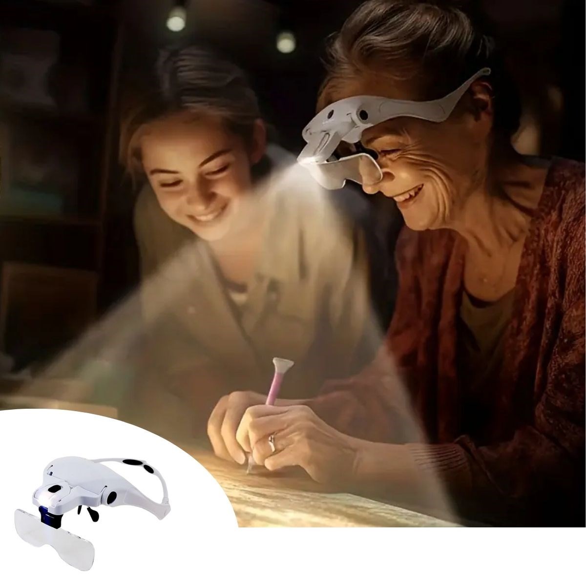 BUFFER 5 Lensli 2 Led Işıklı Ayarlanabilir Pilli Gözlük Tipi Büyüteç