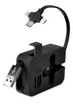Cep Tipi Telefon Tutuculu Makaralı Uzayıp Kısalabilen 3'ü 1 Arada USB Şarj Kablosu