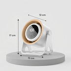 6 Kademeli Şarjlı Masaüstü Fan – Dijital LED Ekranlı, Oynar Başlıklı, LED Işıklı, Askılı ve Duvara Monte Edilebilir Fan K6