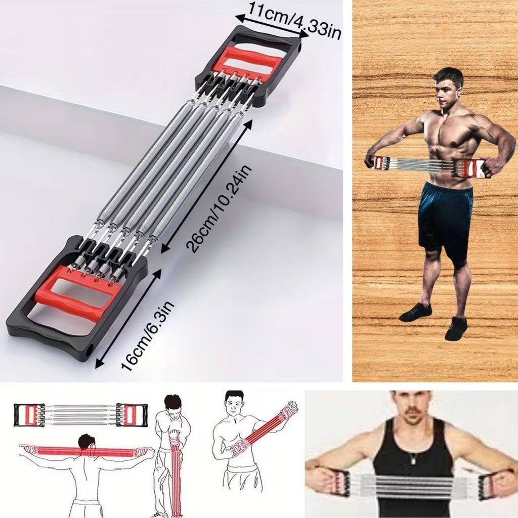 BUFFER Göğüs Genişletme ve Kuvvet Egzersiz Aleti – 5 Yaylı 5 Kademeli Ayarlanabilir Fitness ve Kuvvet Antrenmanı Ekipmanı