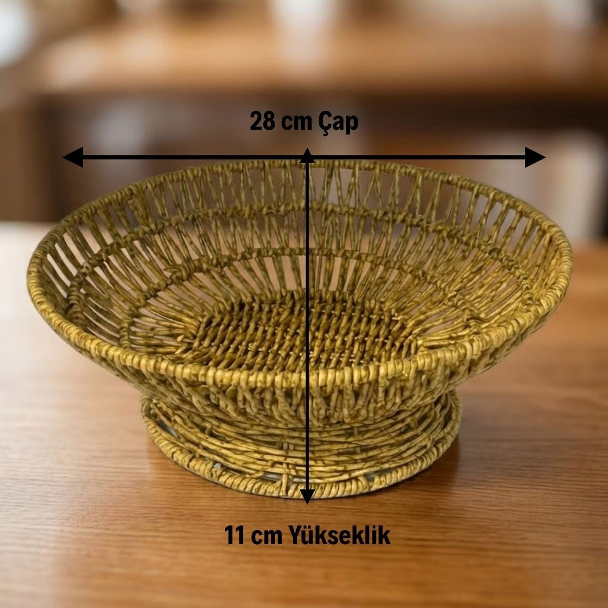 BUFFER 28 cm Plastik Rattan Servis Çanağı – Doğal Hasır Görünümlü Dekoratif Meyve, Ekmek ve Sunum Kasesi
