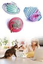 Yaylı Metal Fareli Kafes Kedi Oyun Topu Sıçrayan Spiral Kedi Topu