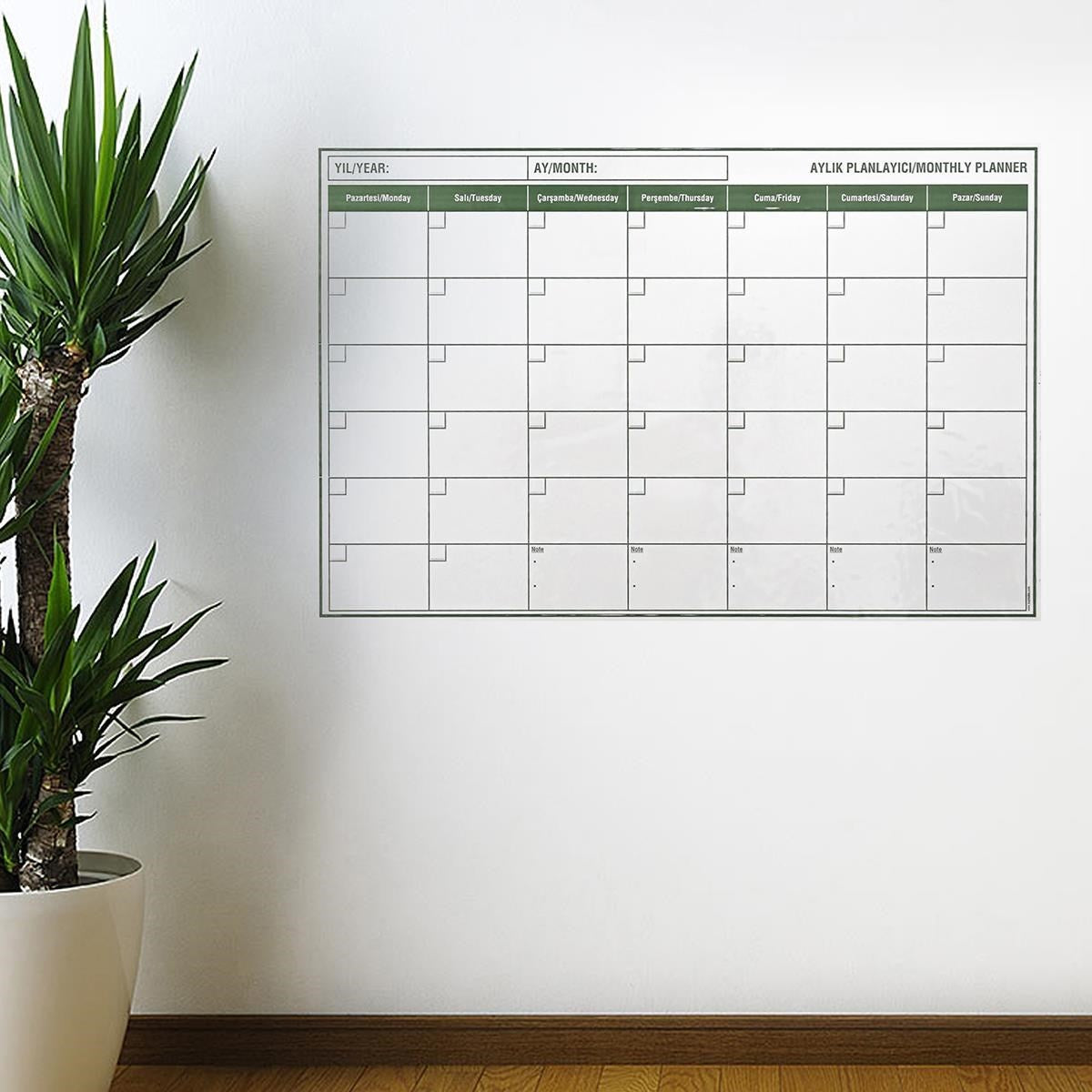 BUFFER Manyetik Yapışkanlı Bir Aylık Program Planlayıcı Takvim 85x56 cm