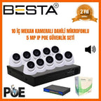5 MP 1440P 10 İÇ MEKAN KAMERALI DAHİLİ MİKROFONLU IP POE Güvenlik Seti