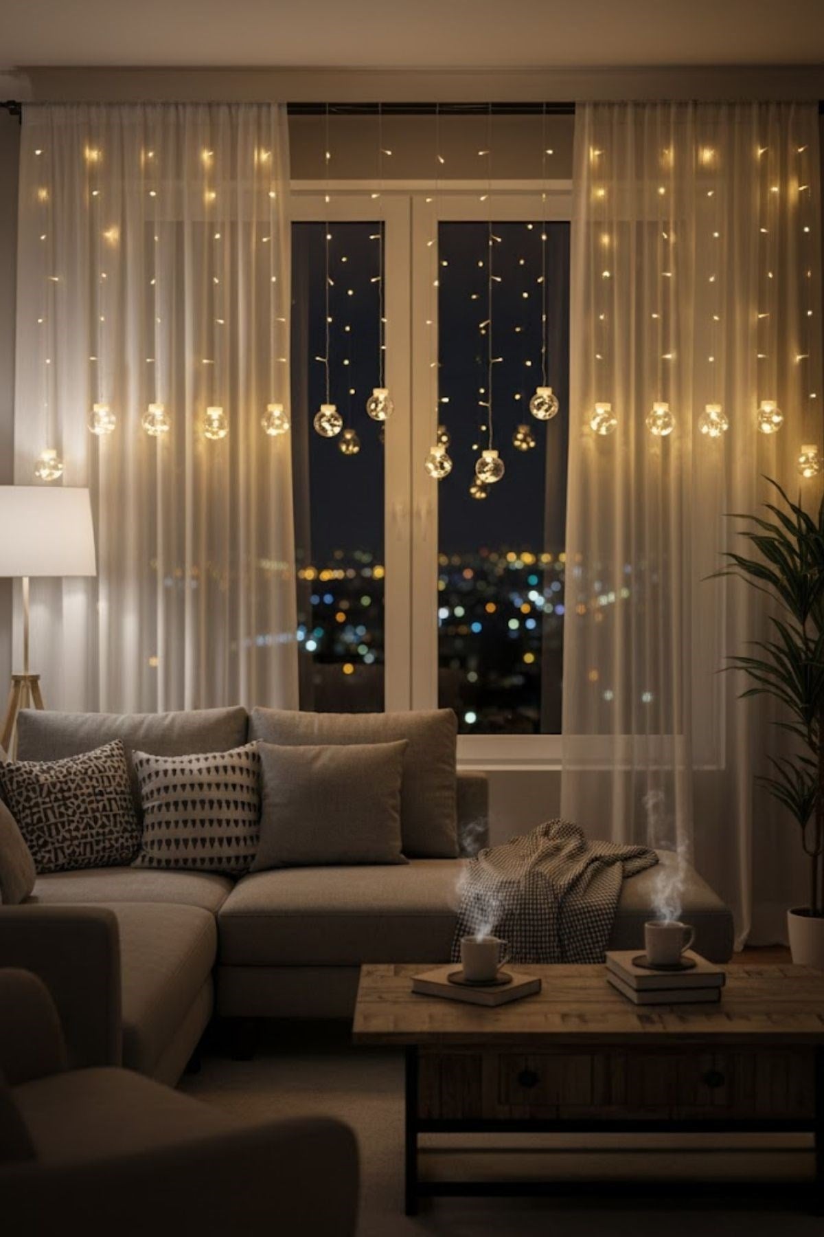 10 Sarkıtlı Kumandalı Dekoratif Top İçi Mini Toplu LED Günışığı Rengi Dekoratif Aydınlatma