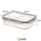 BUFFER 3 Bölmeli Kilitli Kapaklı 1 Litre Erzak Saklama Kabı LC-510
