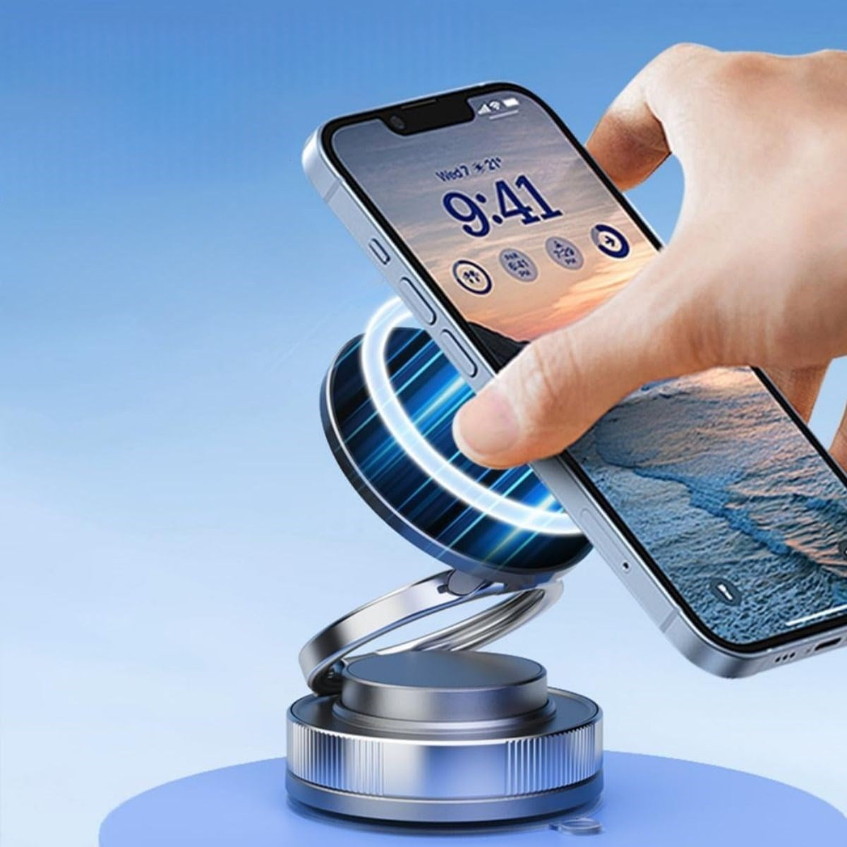 BUFFER Vakumlu Manyetik Telefon Tutucu – Güçlü Vakum 360° Döner Araç İçi Telefon Standı, Ultra Sabit Manyetik Destekli Mobil Cihaz Aparatı