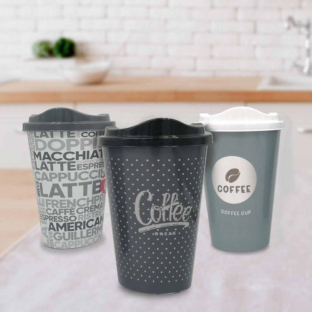 BUFFER 3 Adet Kahve Bardağı Seti Dekoratif Plastik Kahve Muhafaza Bardağı
